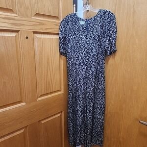 E.D Michaels by Melanie Drucker Jumpsuit Black White Floral Vintage M/L